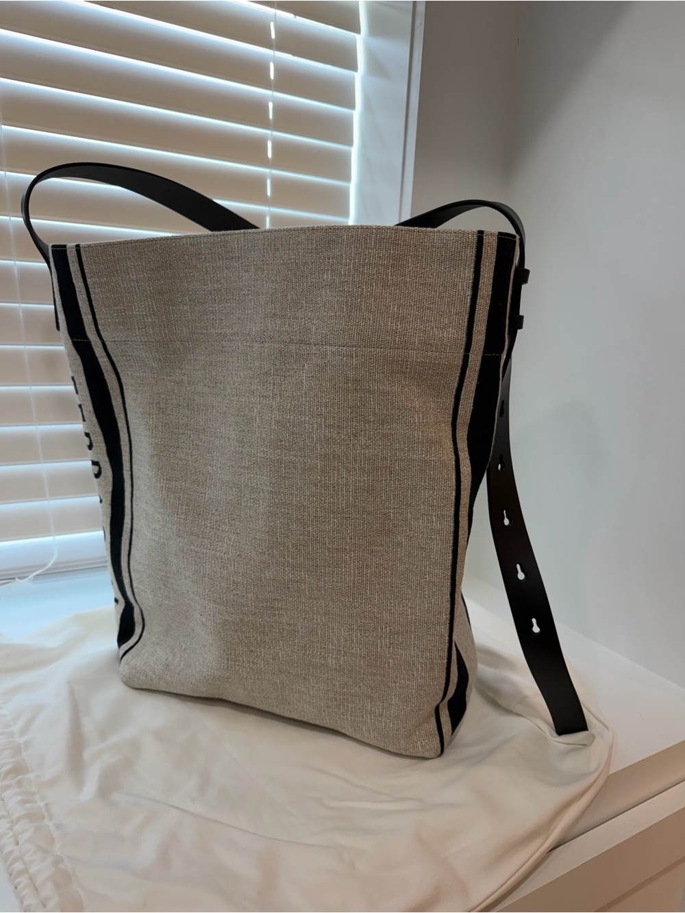 Salvatore Ferragamo Beige and Black Canvas Hobo Tote - Picture 2 of 4